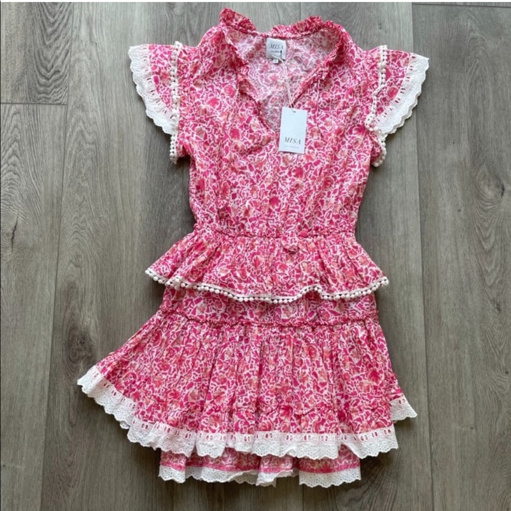 MISA LOS ANGELES LILIAN PINK FLORAL DRESS SMALL